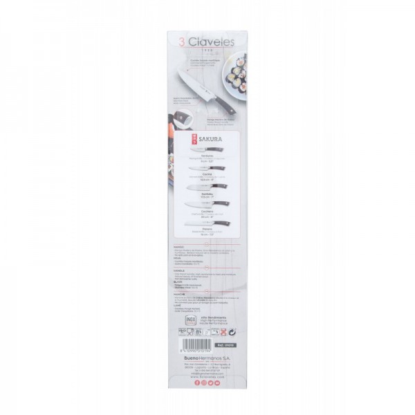 3 Claveles Cuchillo Cocinero Sakura 20cm