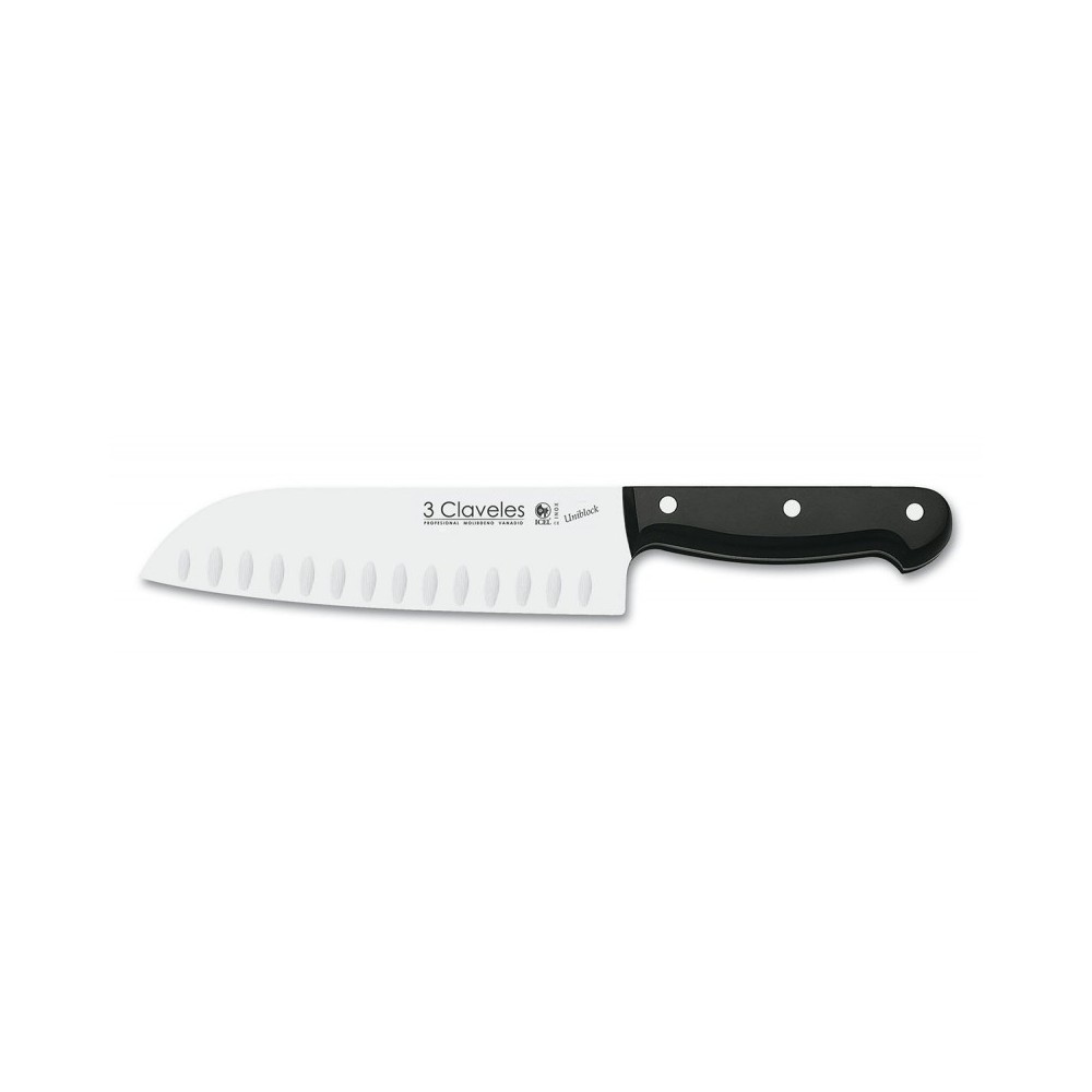 3 Claveles Cuchillo Santoku Alveolado Uniblock 18 cm