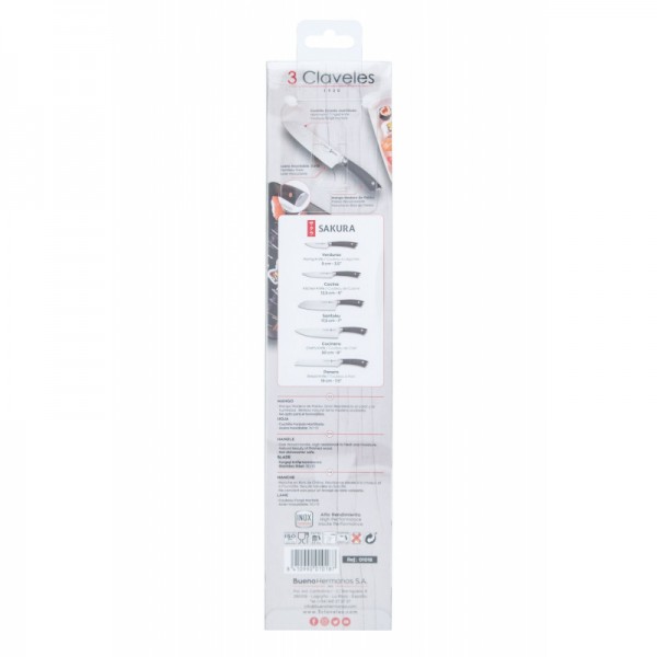 3 Claveles Cuchillo Santoku Sakura 17,5cm
