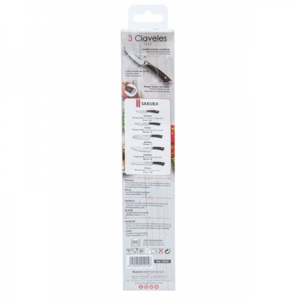 3 Claveles Cuchillo Sakura Verduras 9cm