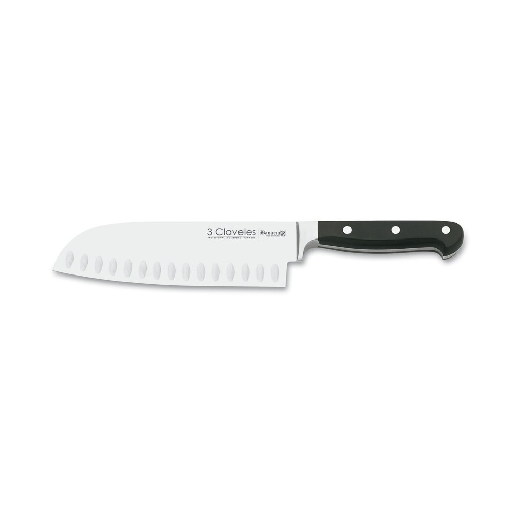 3 Claveles Cuchillo Santoku Alveolado Bavaria 18 cms.