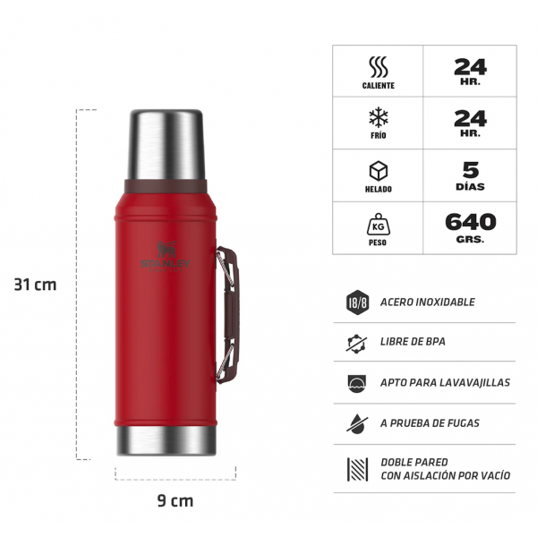 Stanley Termo Classic LAVA ROJO 1.0 L/ 950 ml
