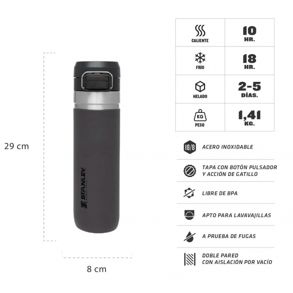 Stanley Botella Go Flip 1 Lt. Charcoal
