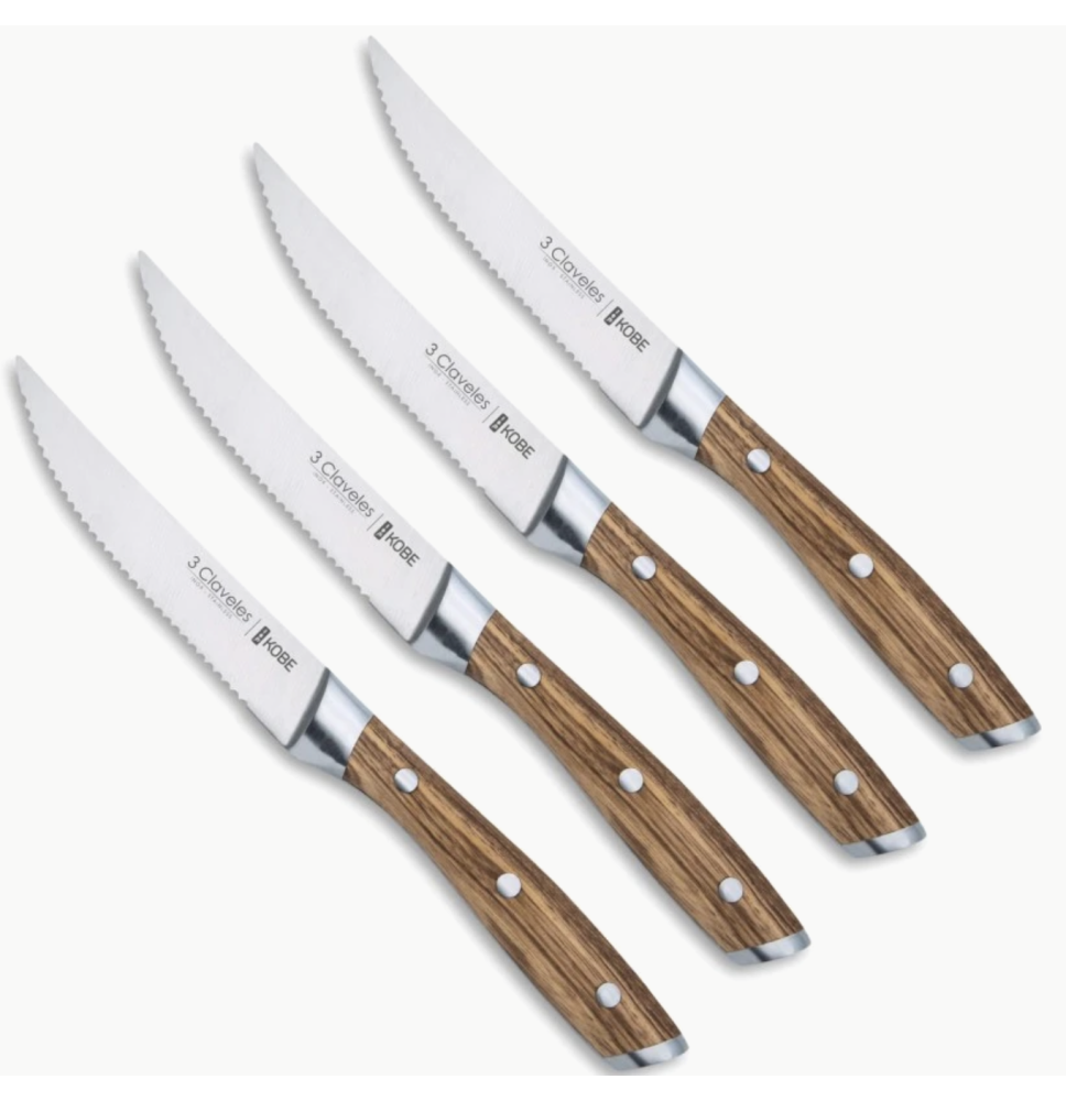 3 Claveles Set 4 Cuchillos Chuleteros Kobe
